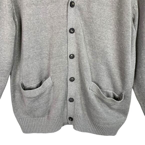 HAGGAR Men's XL Button Up Gray Cardigan Two Pockets Cotton Blend NWT - Picture 3 of 9